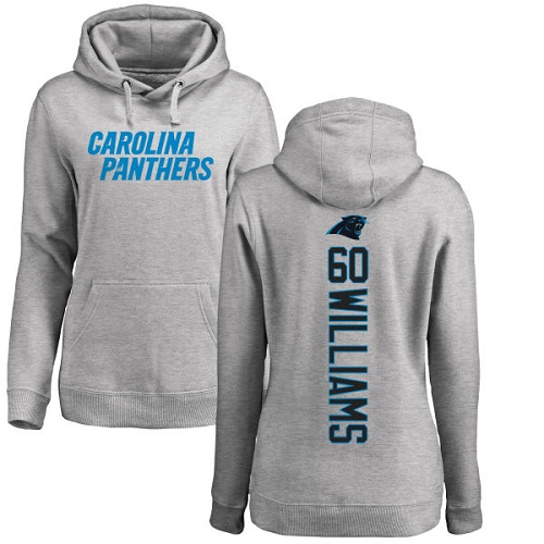 Carolina Panthers Ash Women Daryl Williams Backer NFL Football #60 Pullover Hoodie Sweatshirts->carolina panthers->NFL Jersey